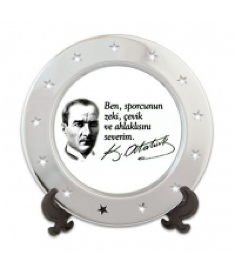 Atatürk Baskılı Metal Tabak ( Ben Sporcunun ... )